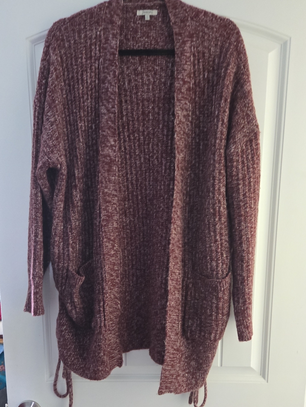 JODIFL Marled Mauve Open-Front Knit Cardigan